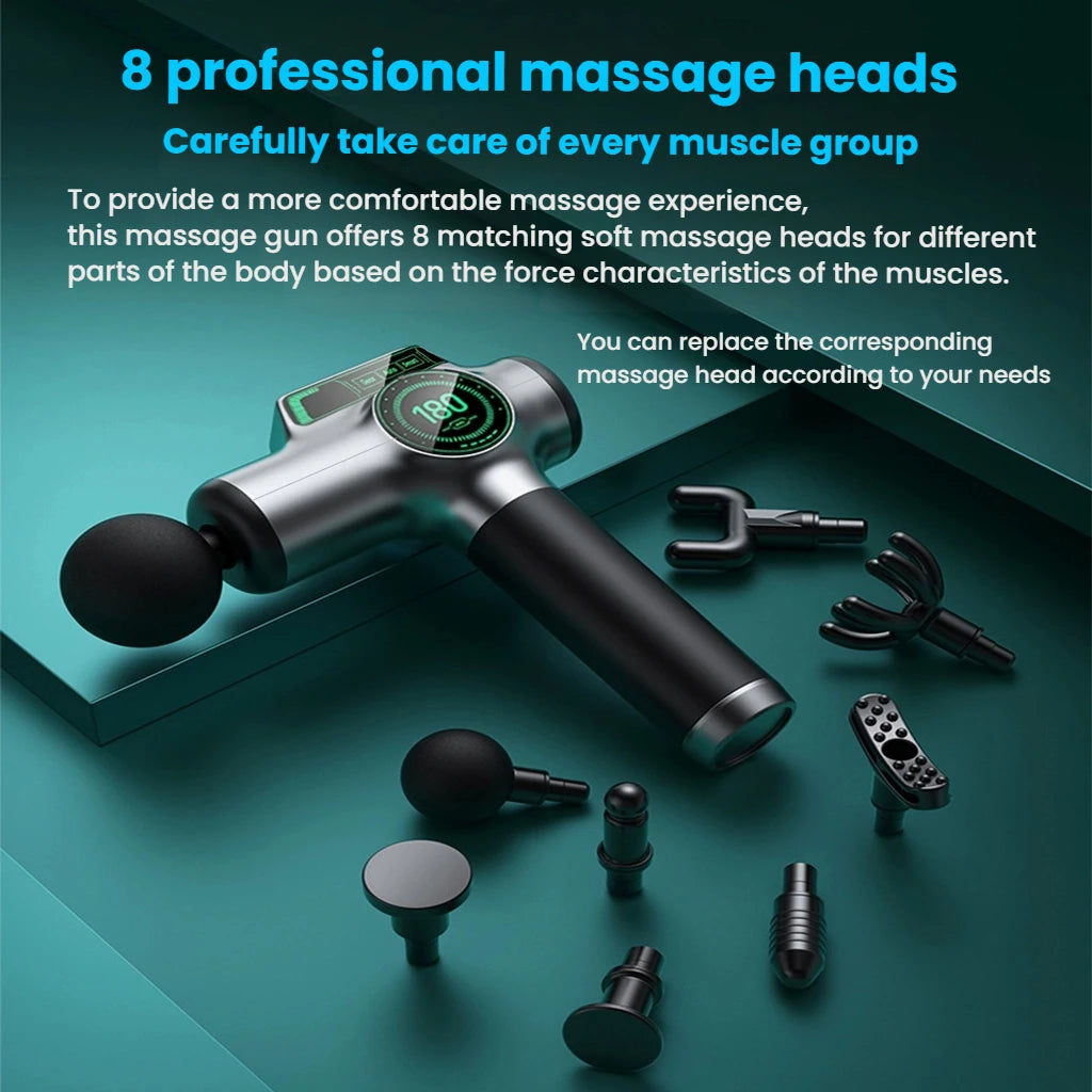 Portable Massage Gun: Deep Tissue Muscle Recovery & 8 Heads Fascia Gun Tidesmit