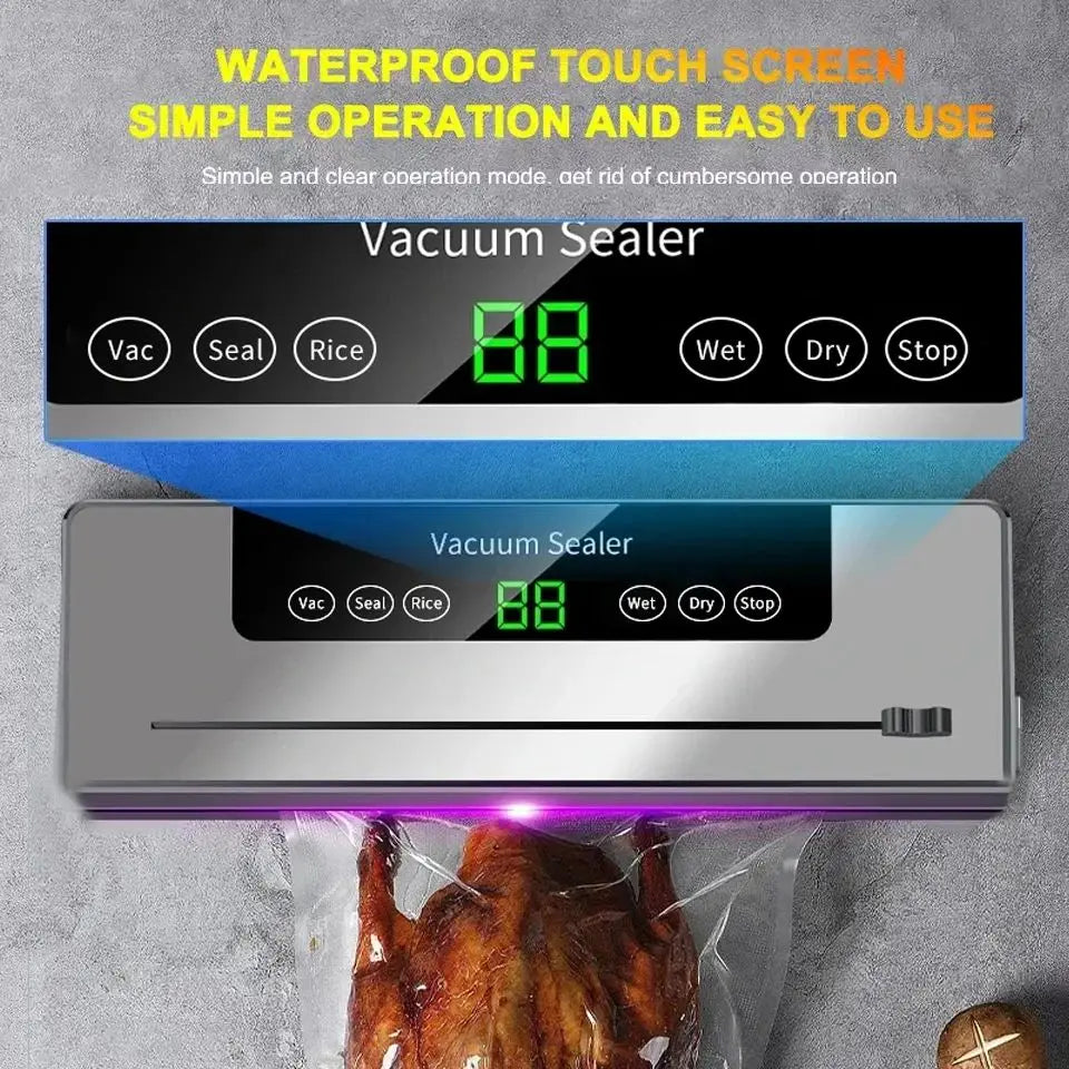 Vacuum Sealing Machine with 10 Bags Built-in Cutter Automatic Food Sealer Machine for Food Led Indicator Lights Dry & Moist Food