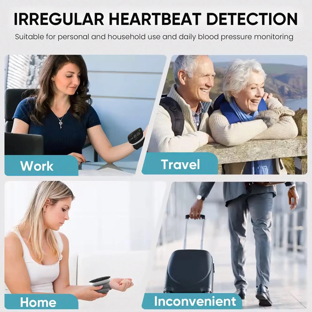 Blood Pressure Monitor New LED Rechargeable Wrist Blood Pressure Monitor English Spanish Voice Broadcast Tonometer BP Monitor