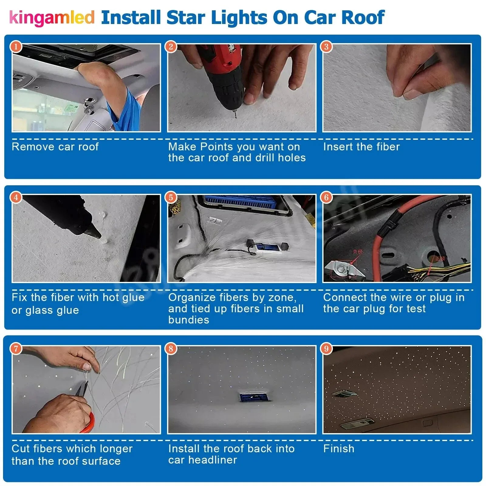 Tidesmit RGB Car Roof Star Light Kit with App Control Fiber Optic System Tidesmit