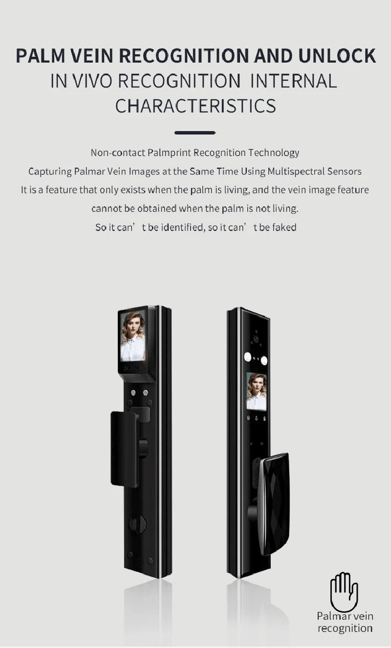 Intelligent Lock for Apartment Face and Palm Vein Recognition Smart Door Lock With Camera Cat Eye Fingerprint Door Lock