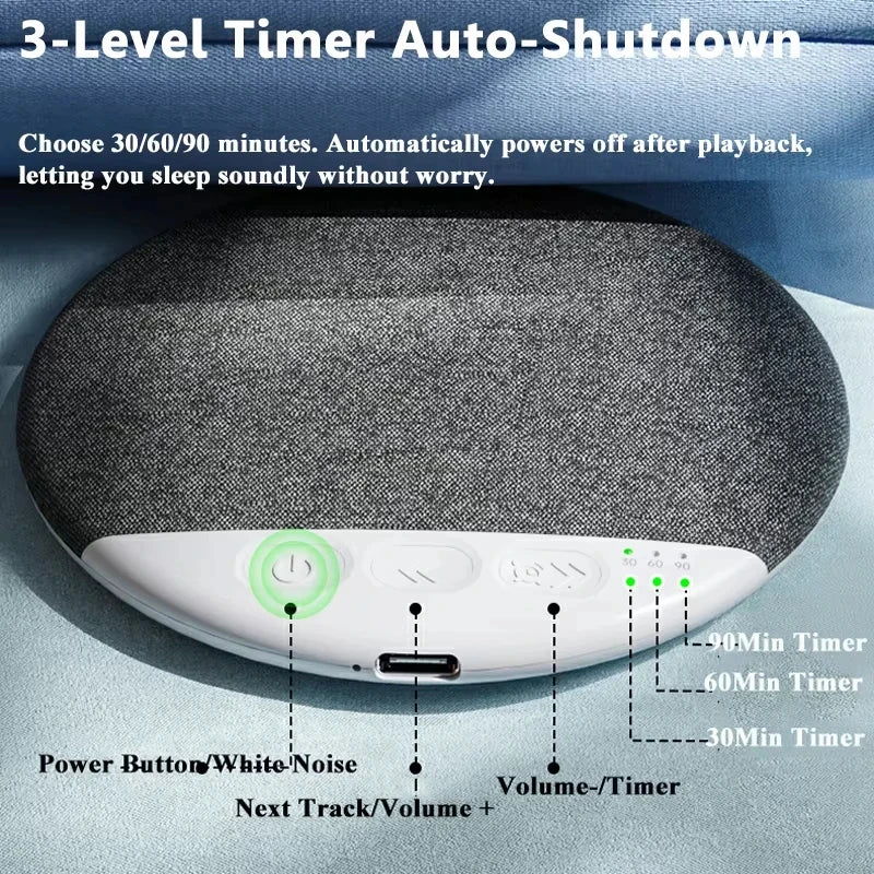 Lenovo New Sleeping Bluetooth Speaker Mini Nature Sound White Noise Soundbar Wireless MP3 Music Player Ultra Thin Timed SpeakerS