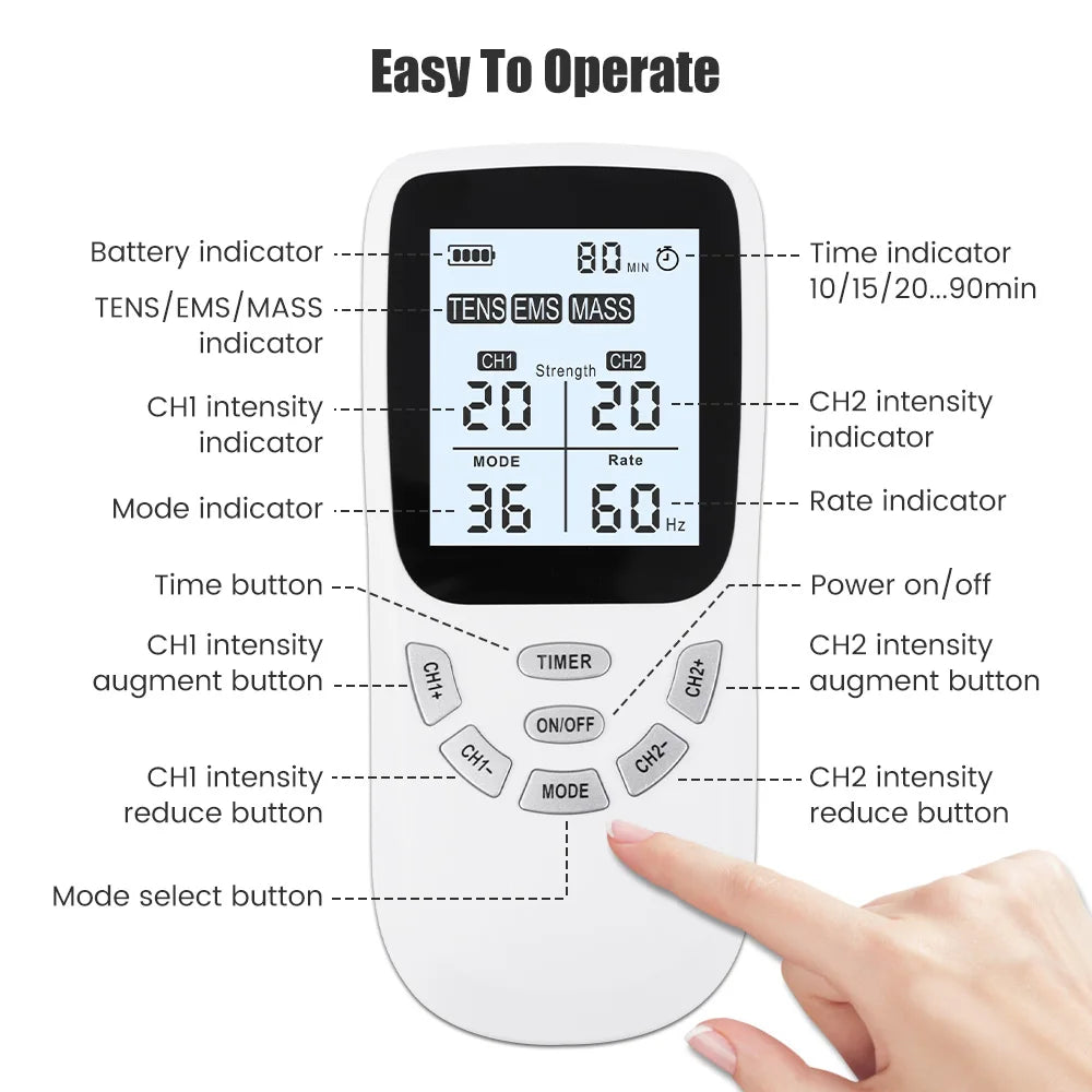 TENS Unit Muscle Stimulator - 36-Mode Portable Rechargeable Massager Body Shaping Massage Equipment Tidesmit