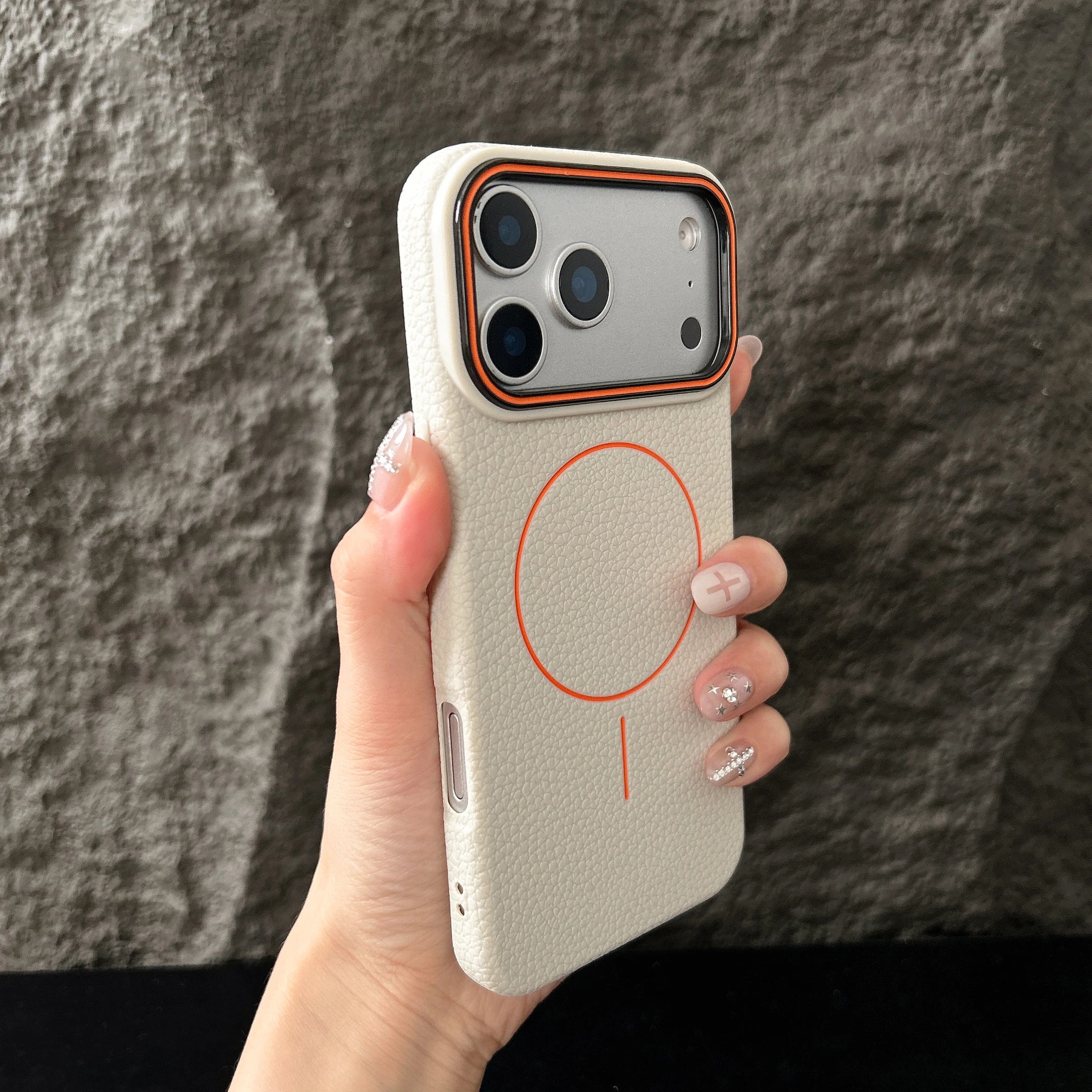 Magnetic iPhone Case with Lichee Pattern | Shock-Absorbing Slim TPU Cover White Tidesmit