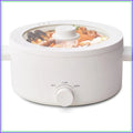 3L electric hot pot with white ceramic nonstick inner, open lid, and temperature dial