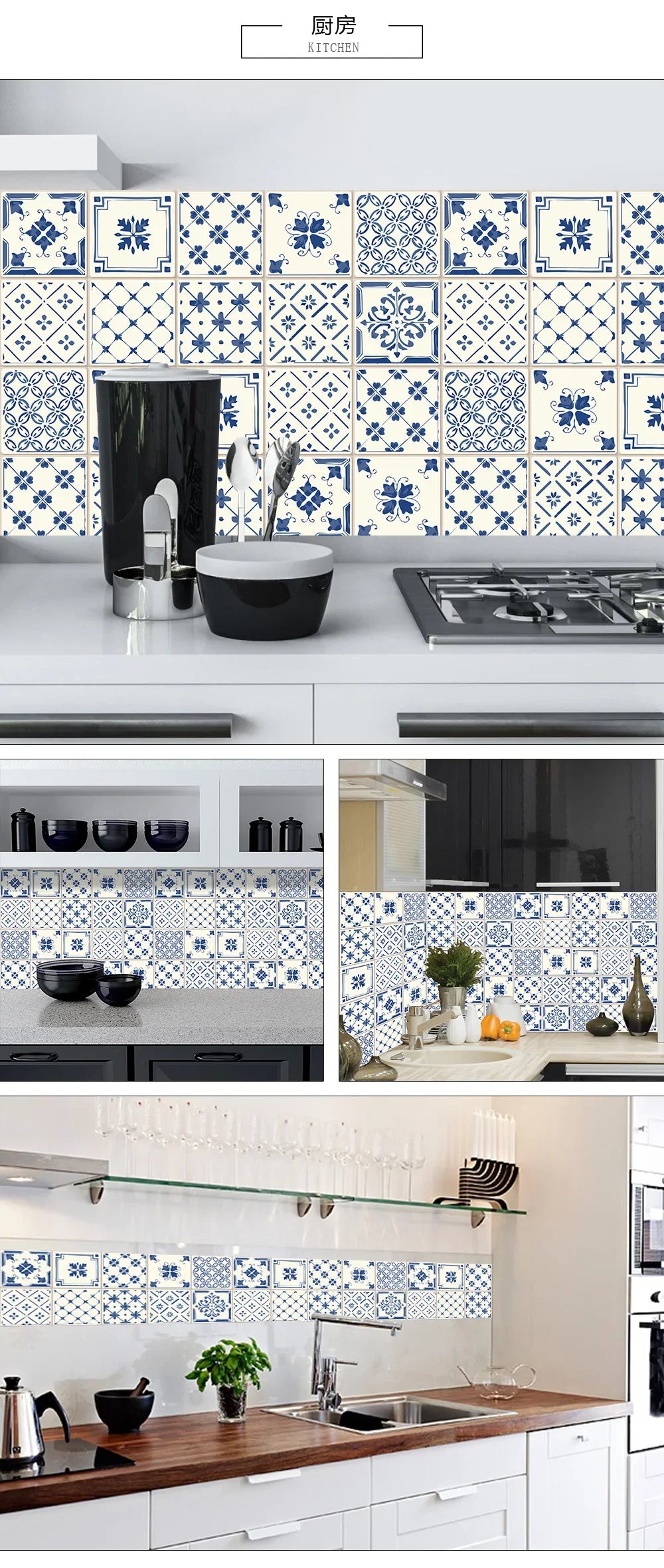 10pcs/set 10/15/20/30cm Flat Marble Mosaic Hard Tiles Wall Sticker Kitchen Bathroom Floor Diagonal Decor Wallpaper PVC Art Mural