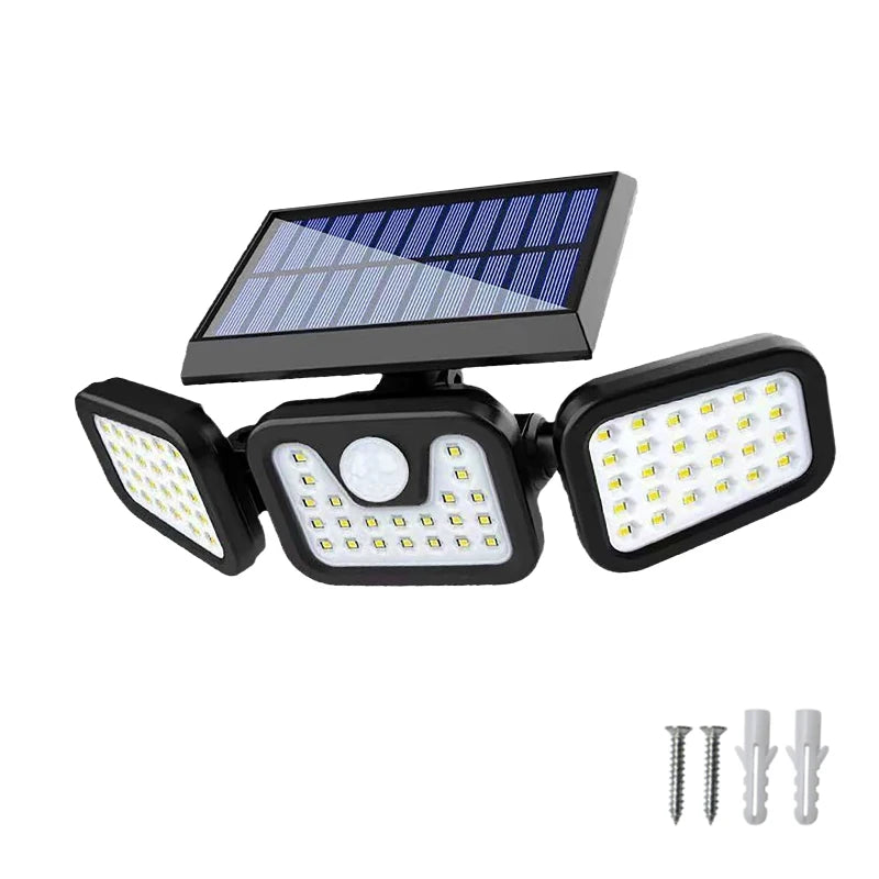 3 Head Solar Motion Sensor Outdoor Wall Light Adjustable Waterproof Solar Powered Security Lamp Garden Patio Pathway Spotlights