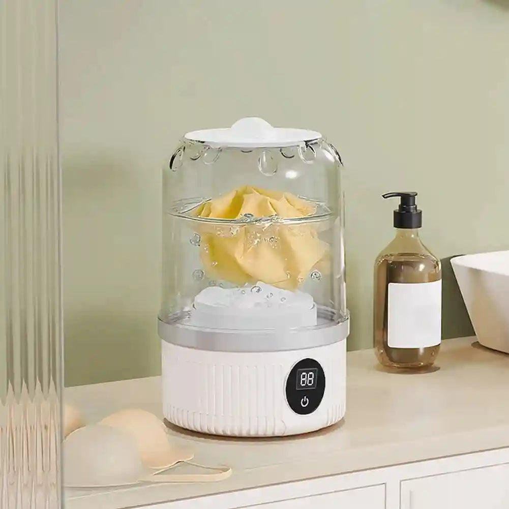 Tidesmit portable wireless mini washing machine bucket for travel cleaning underwear and socks, side angle view 12