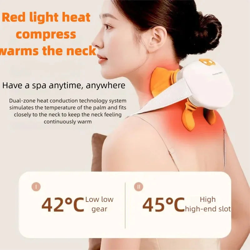 Electric Neck and Shoulder Massager - Deep Tissue Heat Therapy Device Massage Cushion Tidesmit