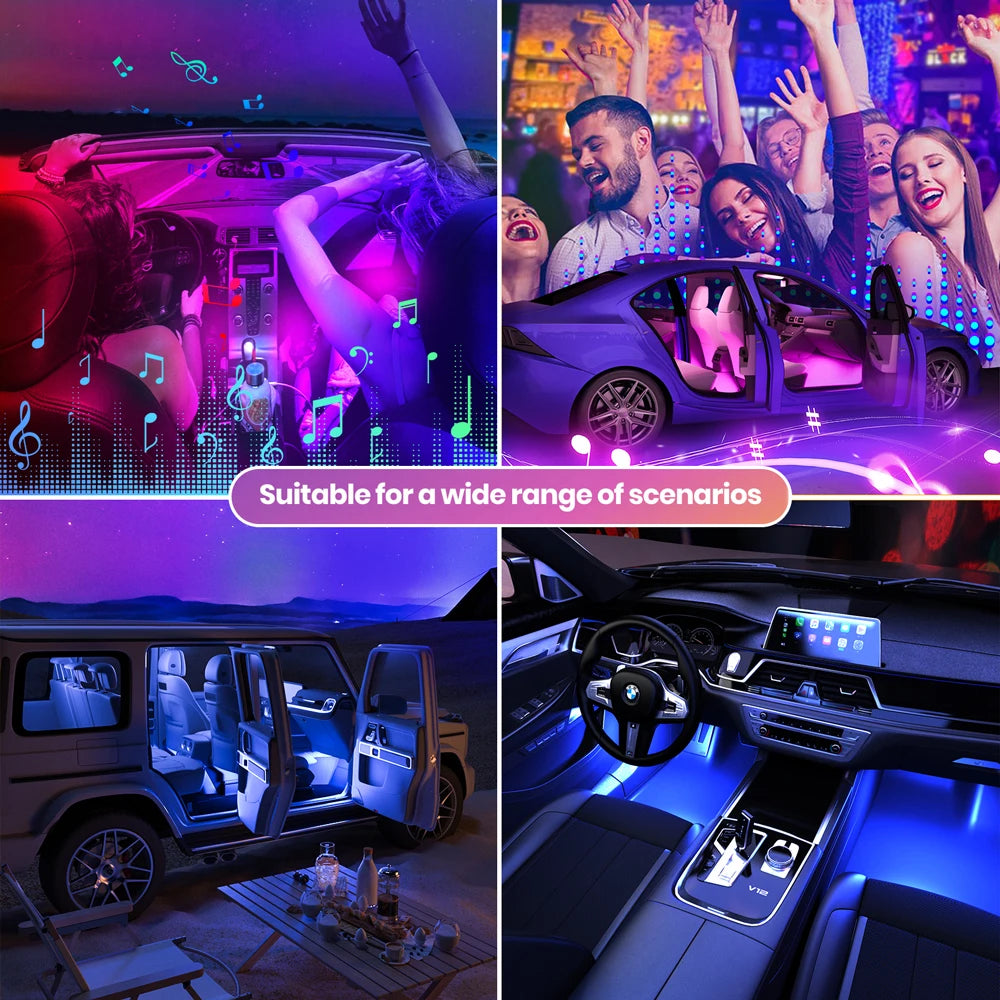 Ambient Car LED Footwell Lights – App Controlled Interior Lighting Tidesmit