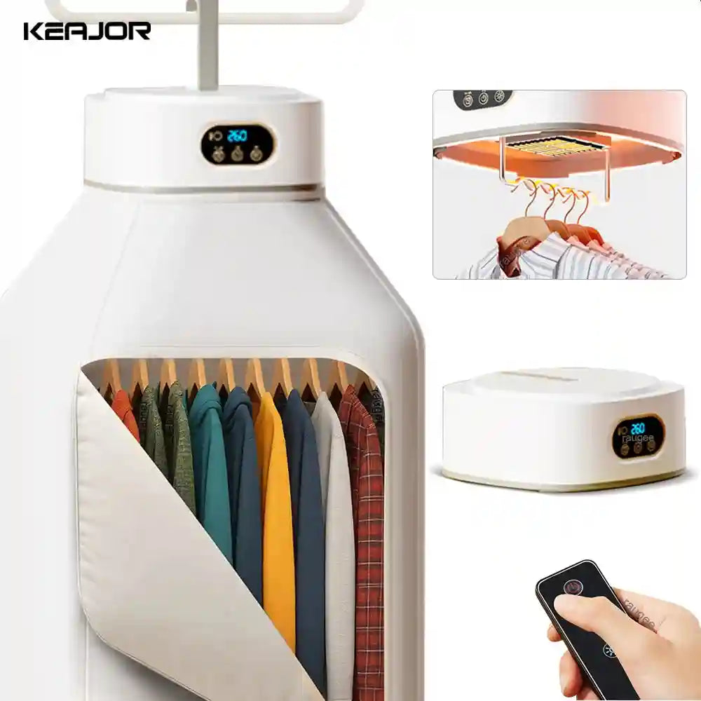 Tidesmit portable electric clothes dryer with remote control, compact foldable mini laundry dryer for home or travel