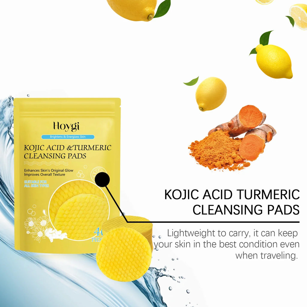 Turmeric Kojic Acid Cleansing Pads Exfoliating Pads Facial Sponges For Cleansing Exfoliating Daily Cleansing Skin Care Tools