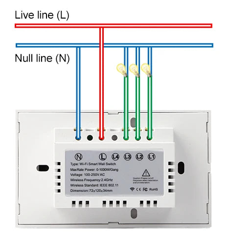 433 MHz WiFi Tuya Smart Remote Control Touch Light Switch RF for Lights Australia US BR IL Alexa 220V With No Null 1 2 3 4 Gang