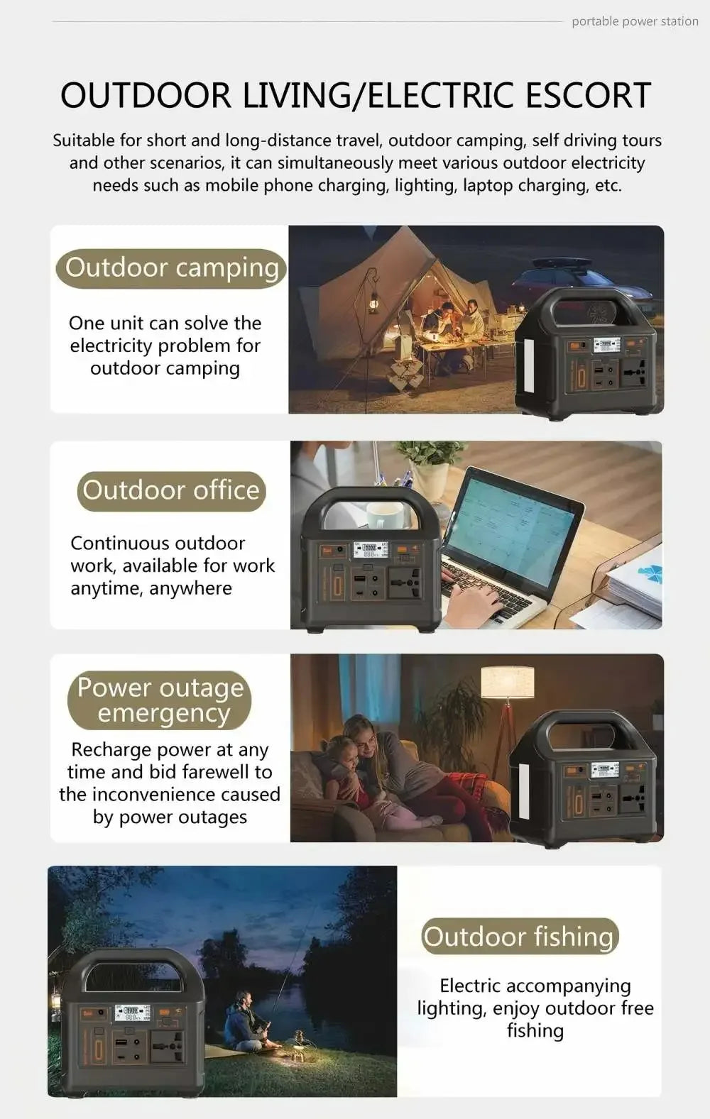 200W Portable Power Station 153.6Wh LiFePO4 Battery AC 110V/220V Solar Generator for Power Bank Camping RV Emergency