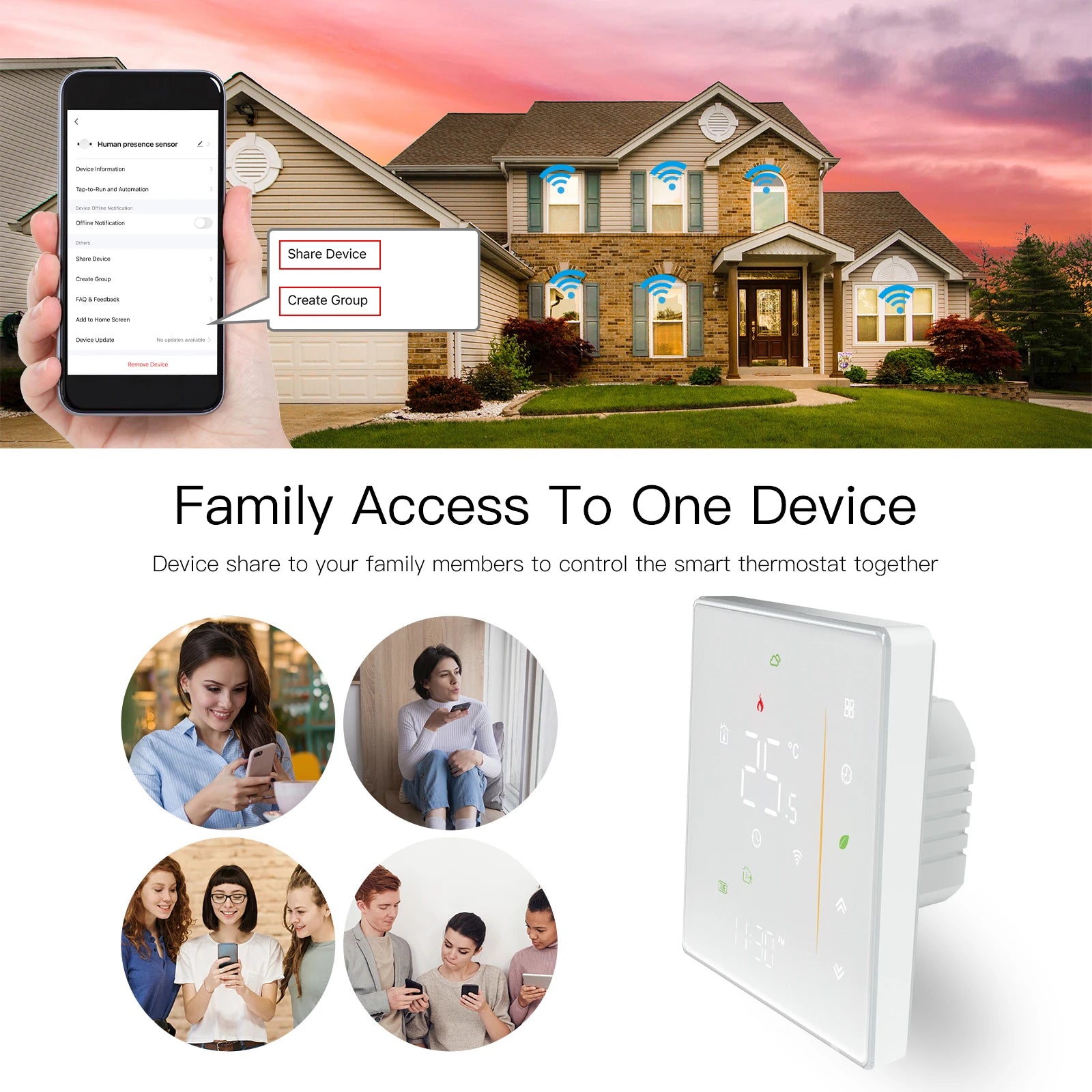 MOES Thermostat WiFi Wireless Room Temperature Controller of Water/Electric Floor Heating Gas Boiler Humidity Tuya Alexa Google