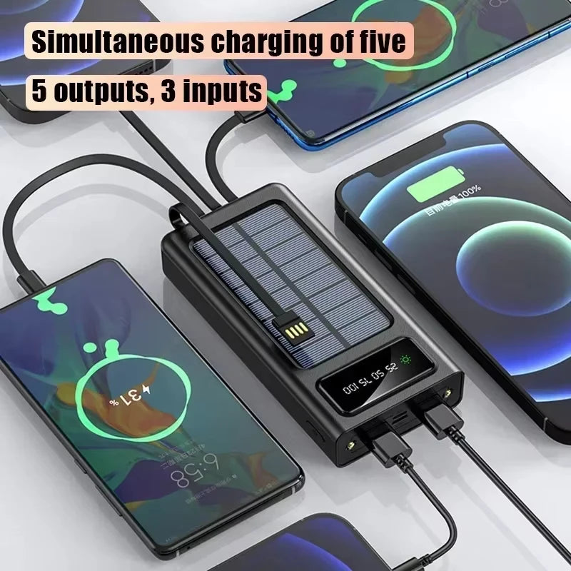 200000mAh Solar Power Bank 120W Fast Charging Portable Charger Tidesmit