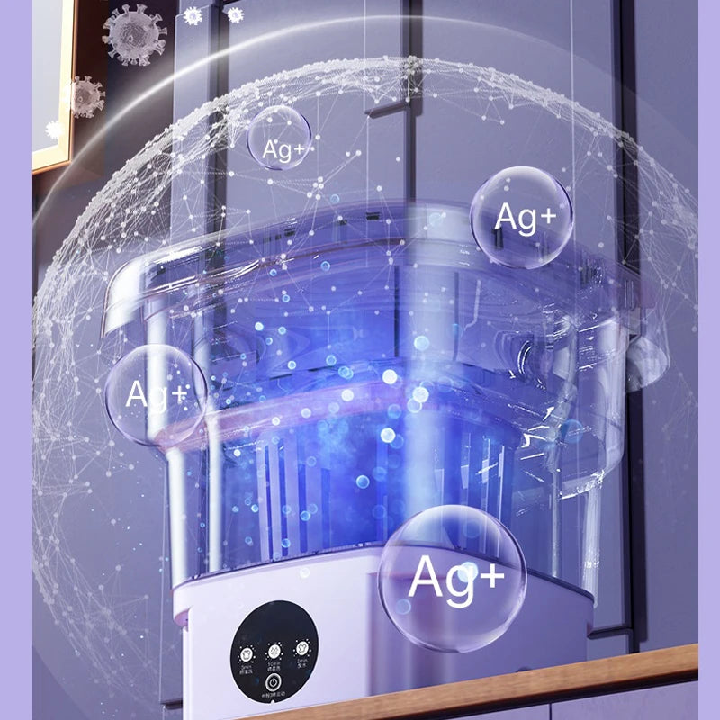 Tidesmit portable foldable washing machine featuring spin dryer for socks and underwear, side view detail