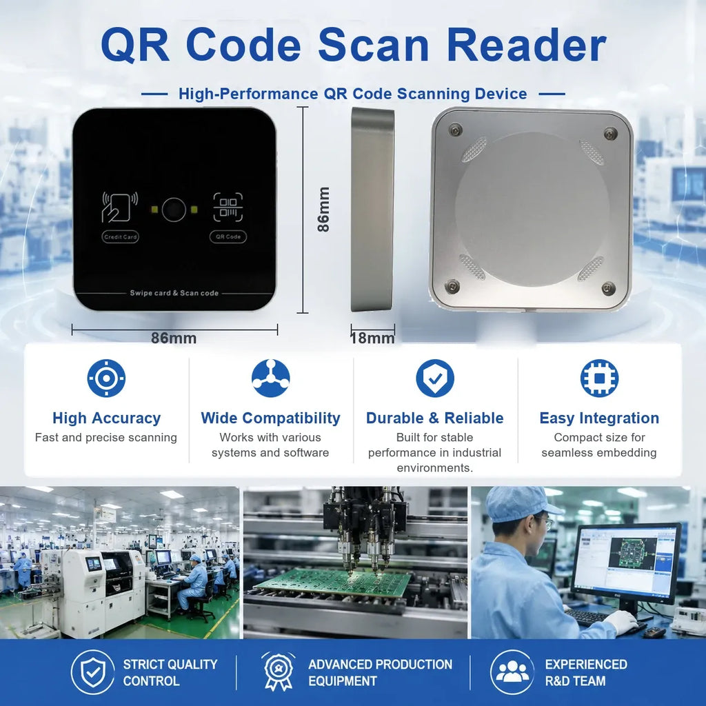 Proximity Contactless RFID Reader 1d 2d  Barcode QR Scanner 125khz 13.56mhz USB Interface QR Code Card Reader