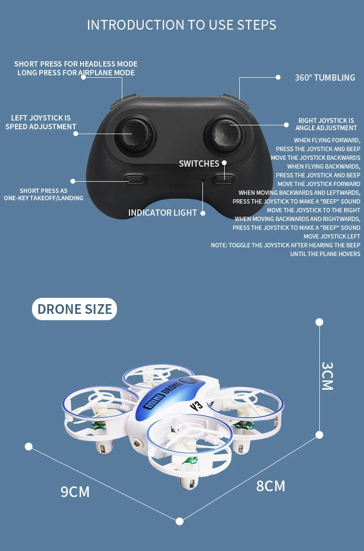 Mini UFO Drone for Kids - Foldable Remote Control Quadcopter (Blue) Tidesmit