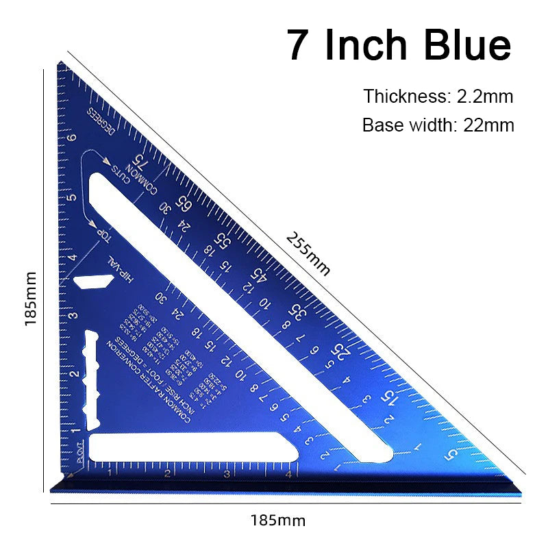 New 7Inch Triangle Ruler Measurement Tool Aluminium Alloy Carpenter Tools Inch Metric Angle Ruler Speed Square Woodworking Tools