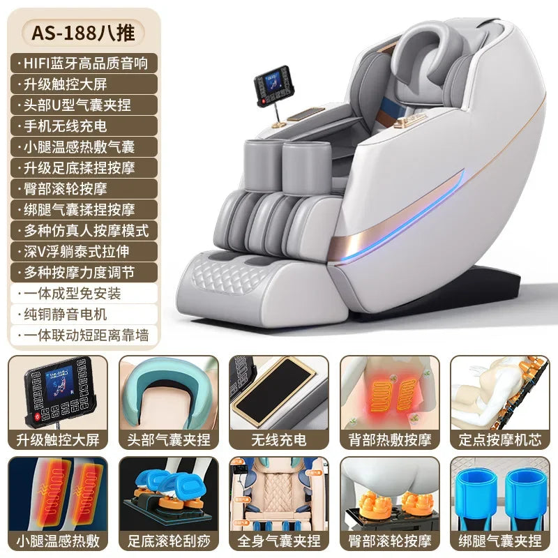 Full Body Zero Gravity Massage Chair - White Ash Space Capsule Massage Chairs white ash Tidesmit