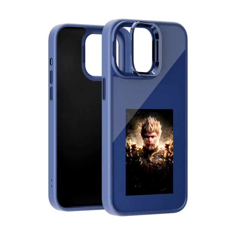 E-Ink Phone Case for iPhone 15 Pro - Customizable Display Shockproof Cover Bule Tidesmit