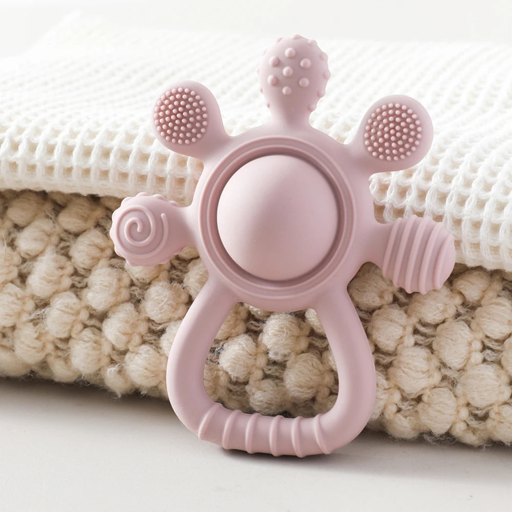 Baby BPA Free Silicone Teether Toy Rattle Silicone Teething for Teeth Newborn Accessories Food Grade Infant Soothing Nusing Toys