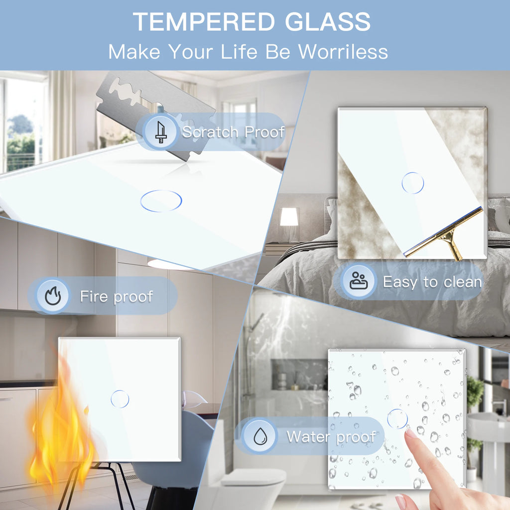 WiFi Smart Light Switch Touch Glass Panel - App-Controlled Automation Tidesmit