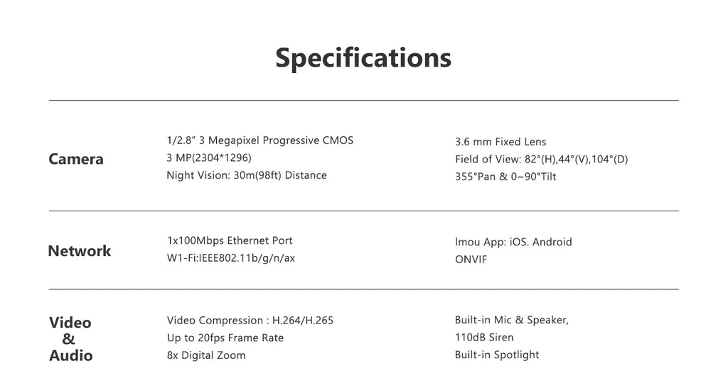 IMOU Cruiser SE+ Series Outdoor Wi-Fi Camera IP66 Weatherproof Camera 8X Digital Zoom Night Vision AI Human Detection Camera