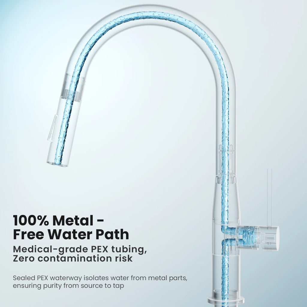 Brushed high-pressure kitchen mixer tap, pull-out spout, 2 spray settings, 360° swivel, replaceable aerator, high-performance valve