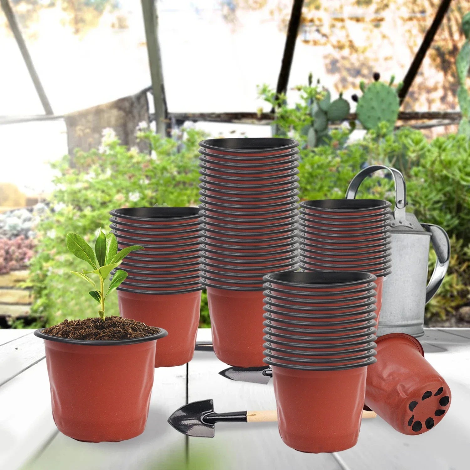 100-20PCS Plastic Nursery Pots With Holes Garden Succulents Cuttings Transplanting Pot Reusable Seedling Flower Plant Containers
