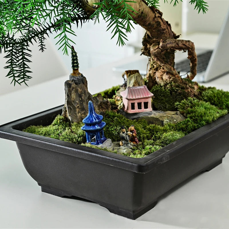 Garden Landscape Bonsai Tray Square Rectangular Flowerpot Succulent Plant Flowerpot Bonsai Pot Small Potted Gardening Supplies