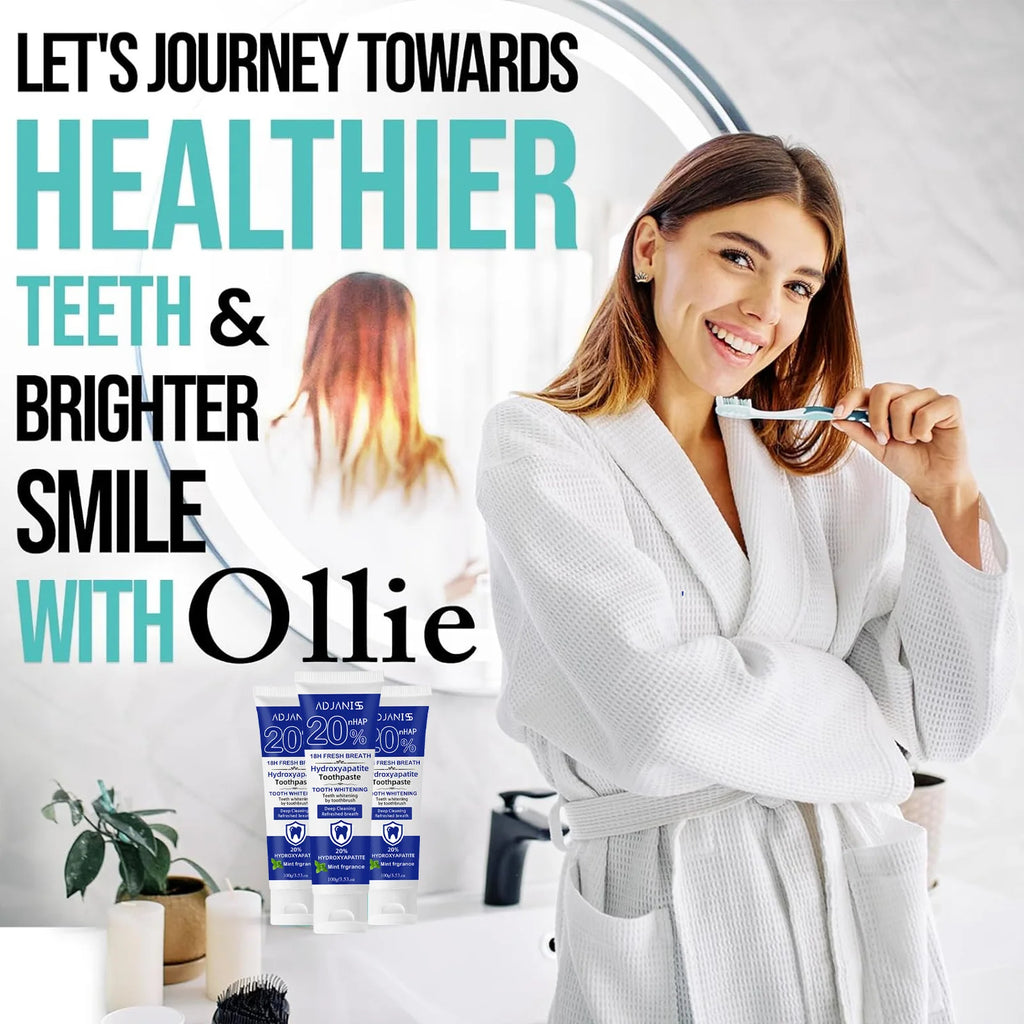 Tidesmit 20% Hydroxyapatite teeth whitening toothpaste for deep cleaning, plaque removal, and gum health support.