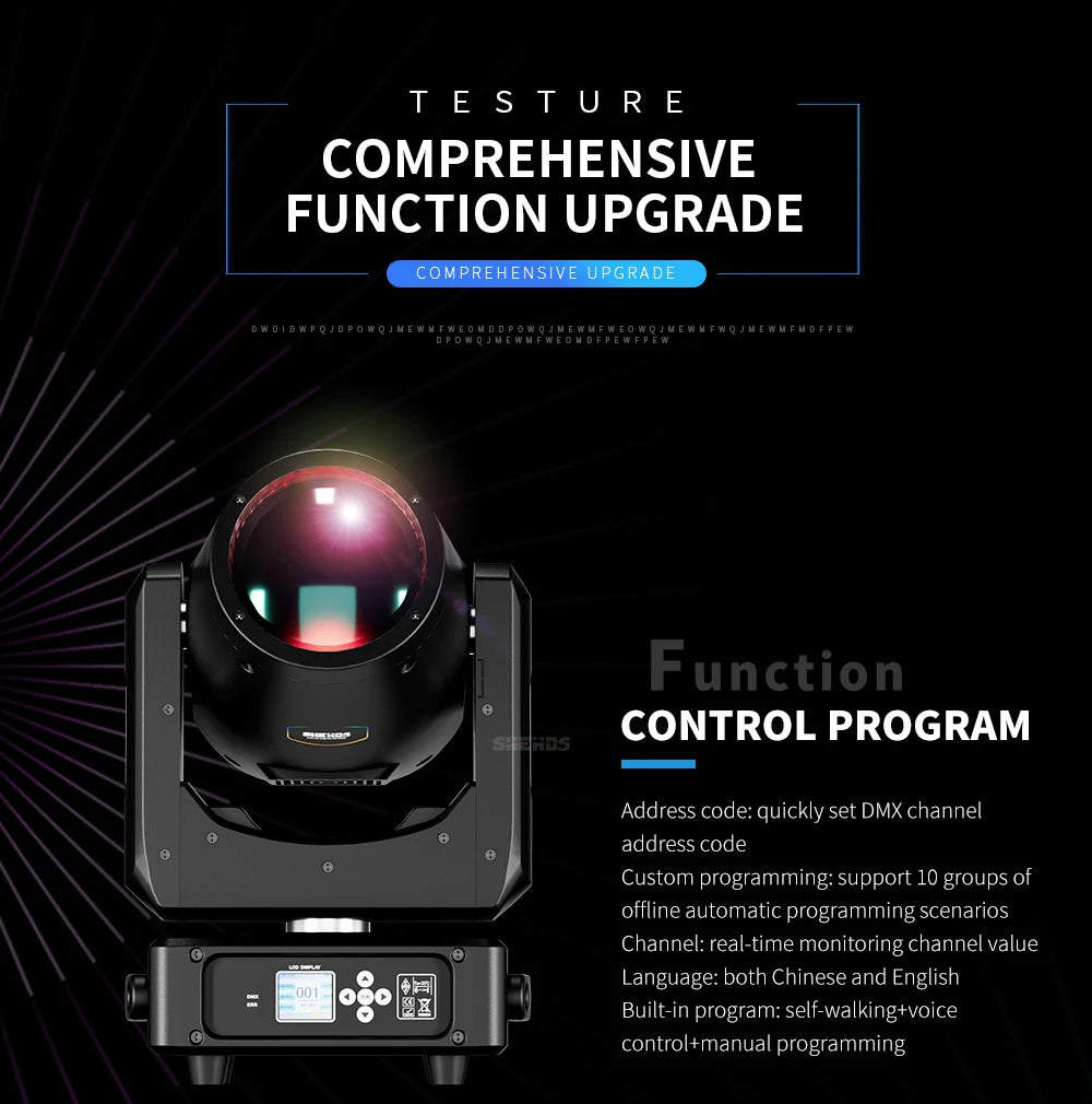 New Arrival SHEHDS 2PCS MINI 230W 7R Beam Bulb Moving Head Lighting Rainbow for Wedding Nightclub Theater Disco Performance
