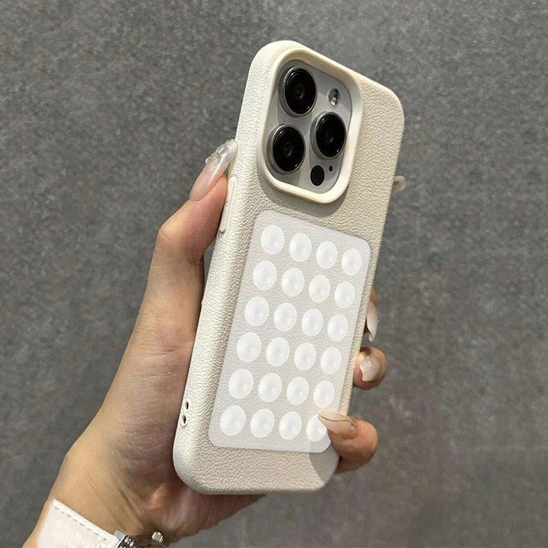 iPhone 17 Pro Max Case with Suction Cup Stand Litchi Leather Tidesmit