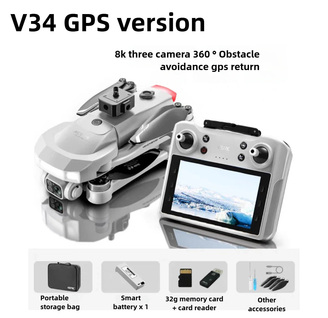 Tidesmit 4K GPS Foldable Camera Drone with Obstacle Avoidance V34-GPS-1B Tidesmit