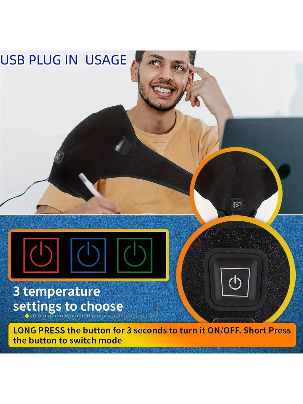 Electric Heating Shoulder Massager - Rechargeable Deep Tissue Back Brace Body Shaping Massage Equipment Tidesmit