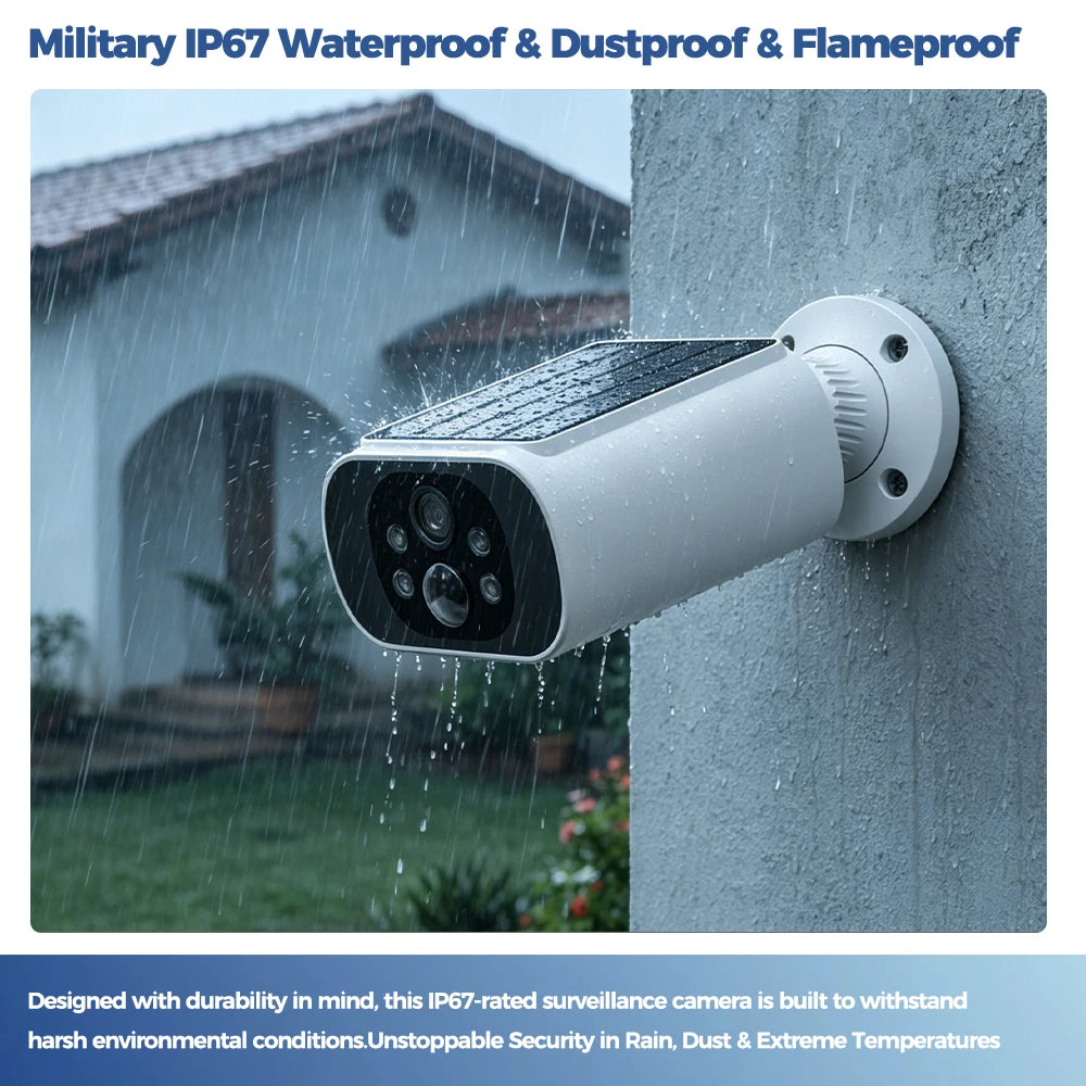 ALEVIO 2.5K Outdoor Solar Camera Wireless Cam WIFI Ultra Standby Time PIR Motion Light Color Night Vision AI Detect Battery Cam