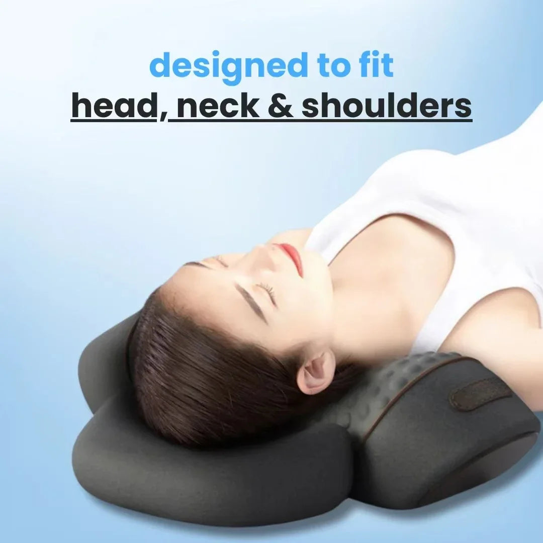 Heated Neck Massager Pillow | Deep Tissue Cervical Traction | Space Gray Massage Cushion Tidesmit