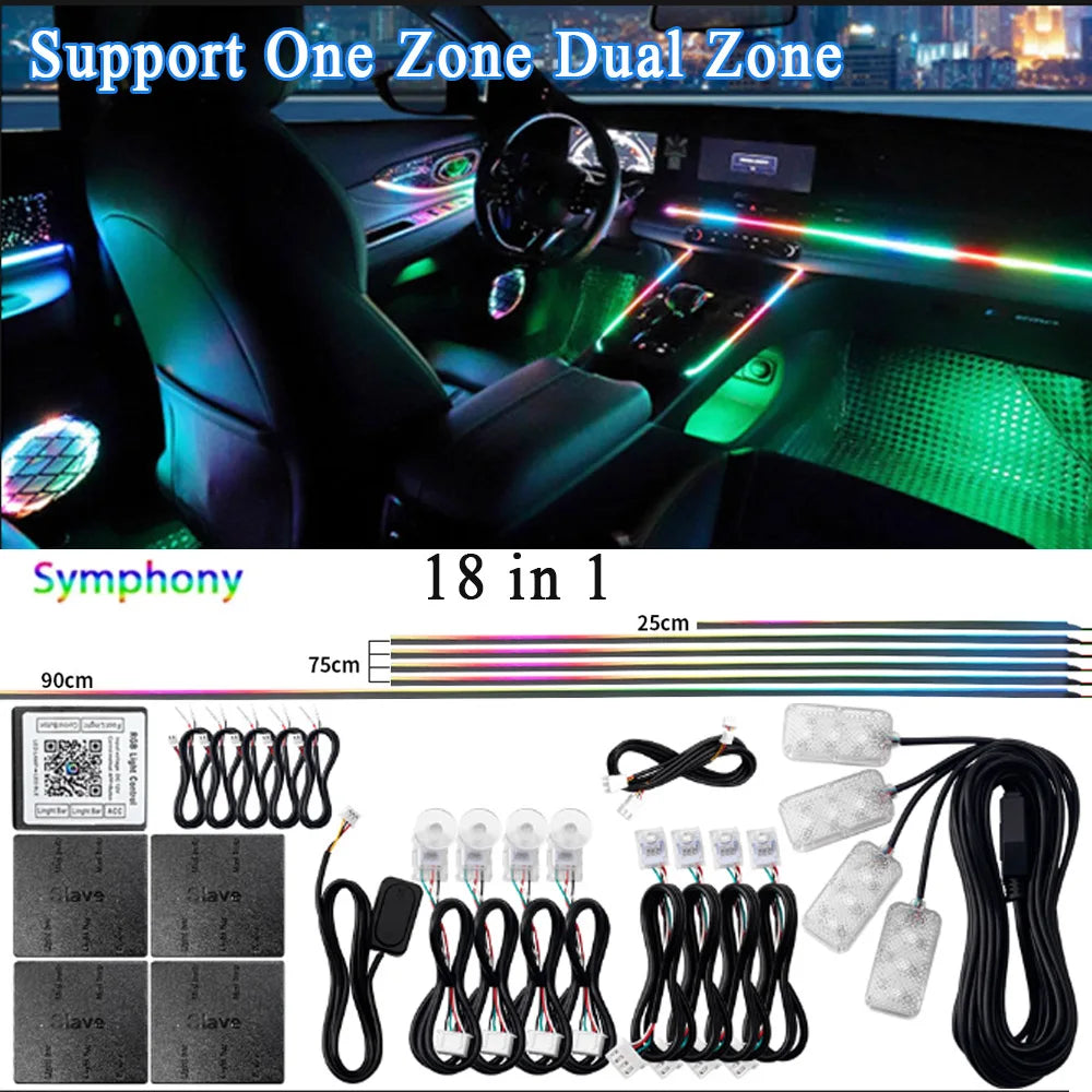 Car Ambient Lighting RGB LED Symphony Atmosphere Lamp by Tidesmit 18 in 1 Symphony A Tidesmit