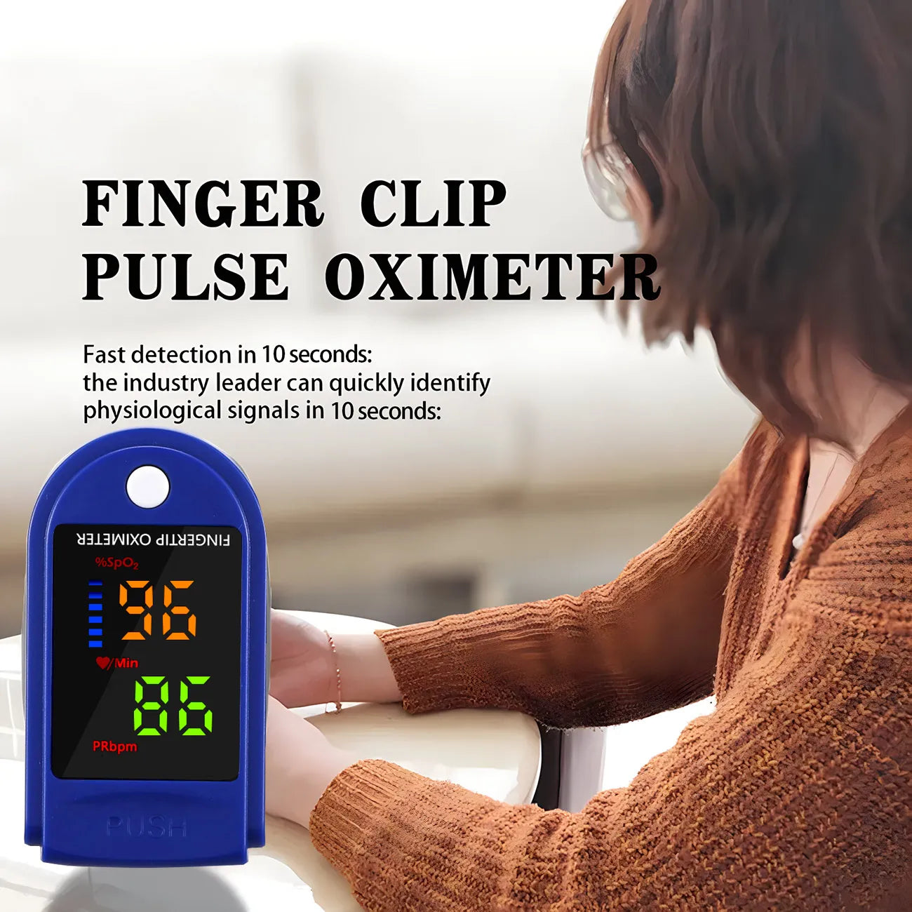 Fingertip Oximeter Blood Oxygen Saturation Monitor SpO2 With Pulse Rate Measurement Portable LED Display No Battery