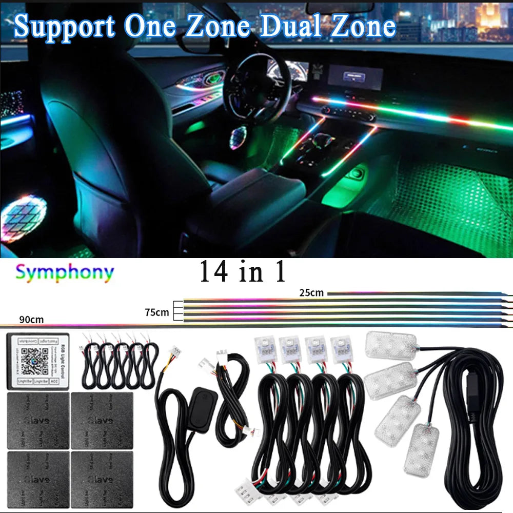 Car Ambient Lighting RGB LED Symphony Atmosphere Lamp by Tidesmit 14 in 1 Symphony A Tidesmit