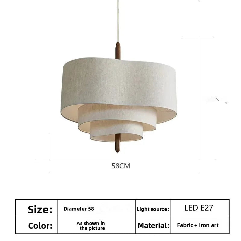 Wabi Sabi Fabric LED Pendant Light 58cm - Adjustable Ambient Lighting 58CM Tidesmit