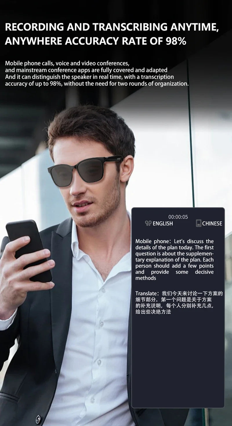 Smart AI Translation Glasses - Real-Time Audio Mixed Reality Wearable Tidesmit