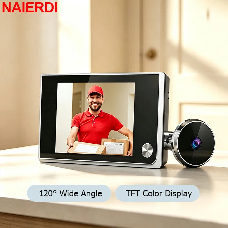 NAIERDI 3.5" Digital Door Peephole Camera Electronic Door Viewer Bell 120 Degree Wide Angle HD Screen Home Security System Hardware
