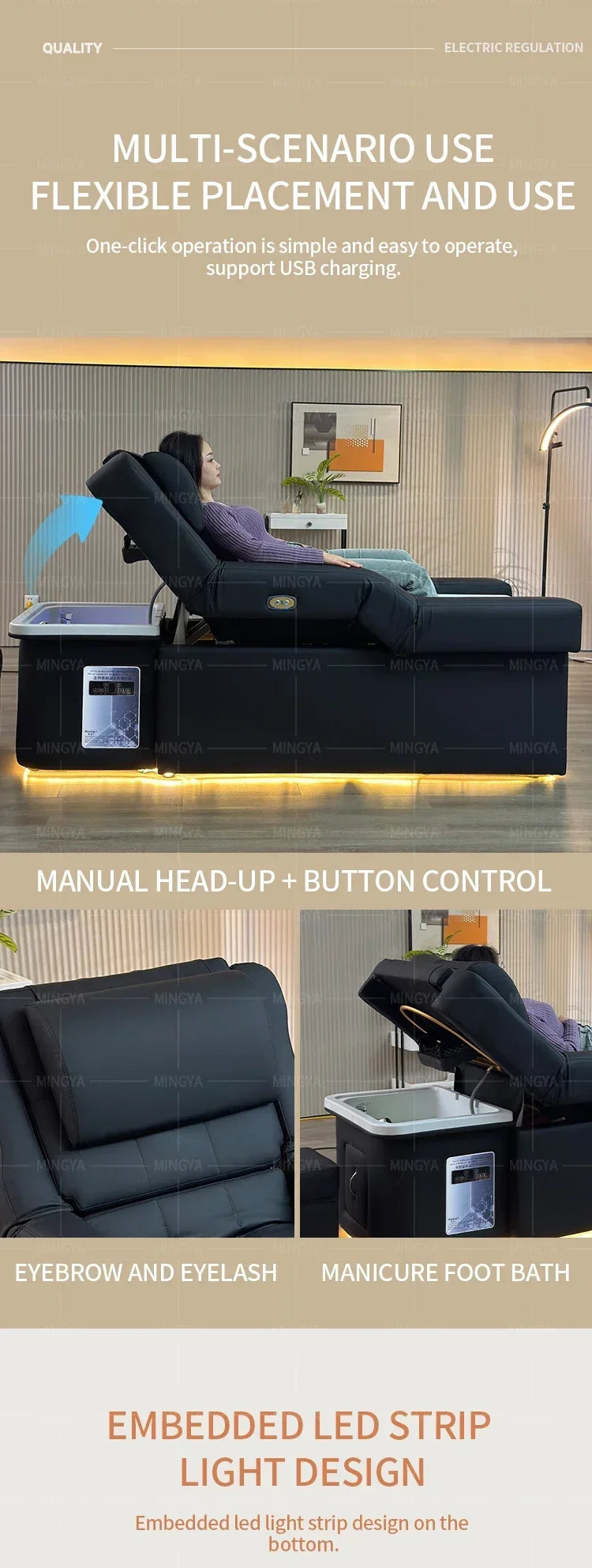 Professional Hair Washing Bed with Electric Head Spa Massage Chair Massage Chairs Tidesmit
