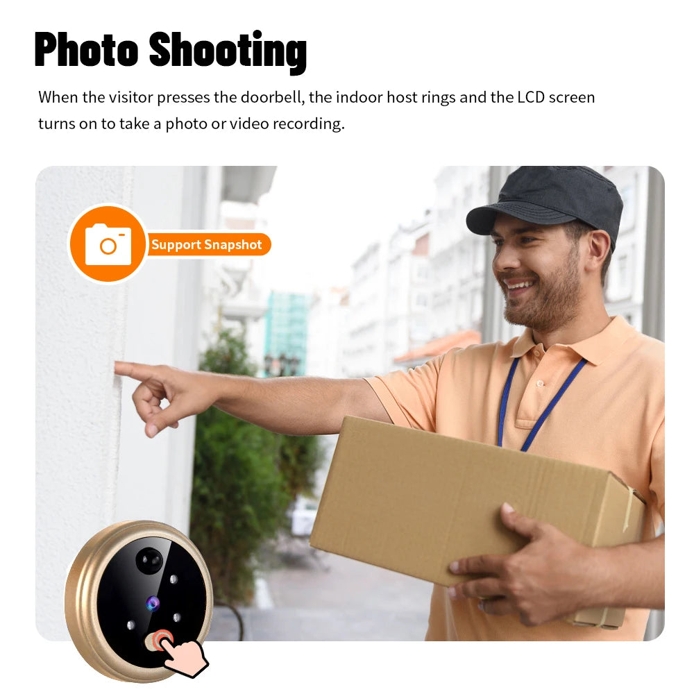2.8' LCD Screen IR Night Vision PIR Motion Detection Digital Electronic Viewer Bell Door Peephole HD Camera Photo Video Recordin