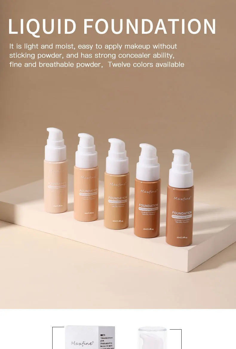 Tidesmit 12 color liquid foundation powder offering high coverage and long lasting moisturizing finish texture detail
