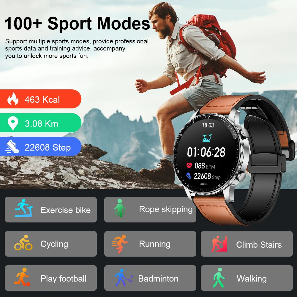 LIGE 2026 New Outdoor Sports Smart Watch Men 1.85“ HD Screen Heart Rate Bluetooth Call IP68 Waterproof Business Smartwatch Men