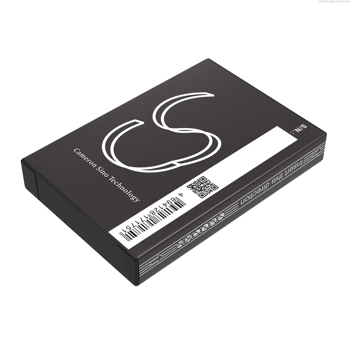 Dark battery pack top with insert arrow, QR code, and large charging symbol graphic
